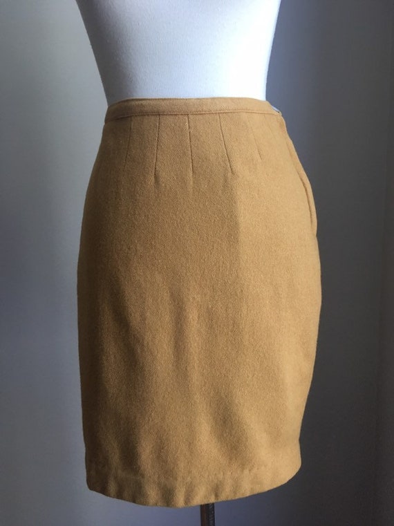 Vintage Mustard Yellow Skirt - above the knee - w… - image 4