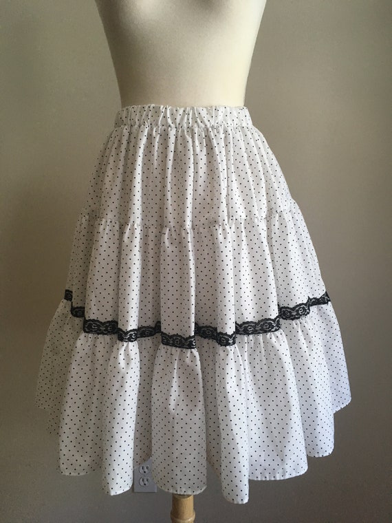 Vintage Polka Dot & Lace Western Skirt - H Bar C … - image 6