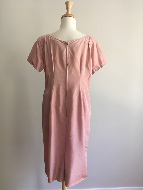 Vintage 50s Party Dress - silk shift - mauve - be… - image 6