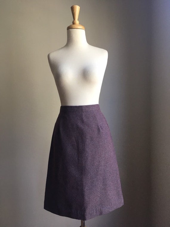 Vintage 80s High Waist Plaid Purple Skirt -  below