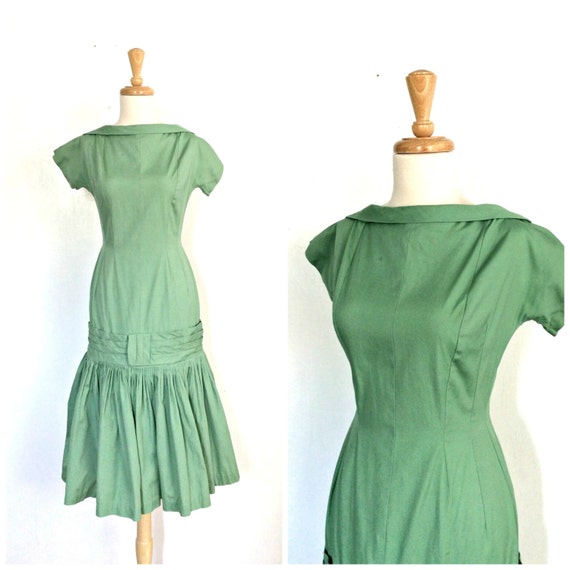 1960s Drop Waist Dress - cocktail dress - drop wa… - image 1