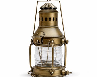 Antike Messing Wasserlaterne, Vintage Schiffslaterne, Küstenwohnkultur, Meeresöllampe, massive Messinglaterne, personalisiertes Geschenk