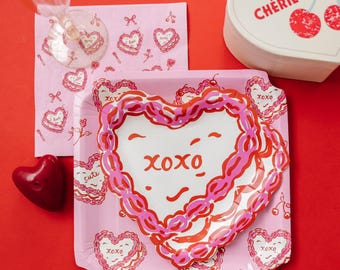 XOXO Valentine Party Napkins for Galentine’s, Kids Valentine and Pink Aesthetic Parties