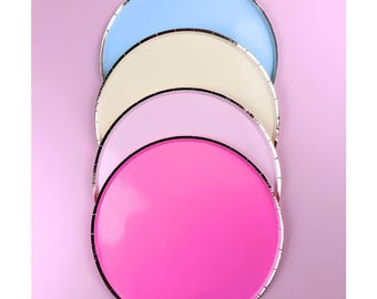 Gold Rimmed Pastel Party Plates - Set of 8
