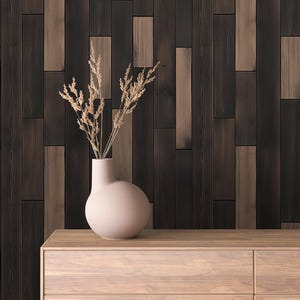 Rustic Wood Plank Peel and Stick Wallpaper | Dark Wood Removable Wall Mural for Accent Walls and Home Decor