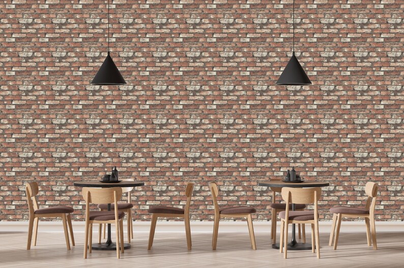 Red Brick Peel and Stick Wallpaper: Rustic Industrial Loft Wall Decor ...