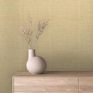 Textured Beige Woven Look Wallpaper | Peel and Stick Linen Effect Wall Mural | Neutral Removable Wallpaper for Modern Interiors