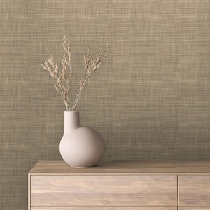Papel tapiz autoadhesivo con aspecto de fibra natural / Revestimiento de pared con textura de tela de hierba / Mural de pared con efecto tejido neutro