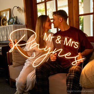 Mr and Mrs Wedding Neon Sign, LED Wedding Sign with free dimmer, Battery Operated Neon Sign, Custom Name Neon Sign, Bedroom Wall Decor