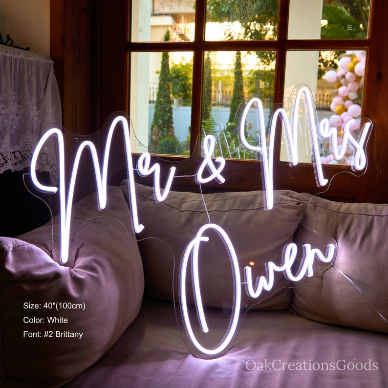 Custom Wedding Neon Sign, LED Wedding Sign with free dimmer, Battery Operated Neon Sign, Last Name Neon Sign, Bedroom Wall Decor image 4
