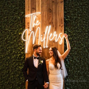 Custom Wedding Neon Sign, LED Wedding Sign with free dimmer, Battery Operated Neon Sign, Last Name Neon Sign,  Mr & Mrs Neon Sign