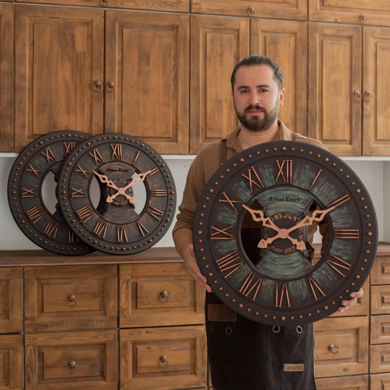 Extra Large Wall Clock | Size 50-145 Cm Midnight Blue & Copper Wall ...
