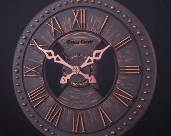 Extra large wall clock | Custom size 50-145 cm Cupper wall clock | Oversized Roman Numeral Wall Clock | Living Room | Statement Decor