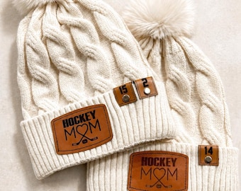 Gorro deportivo personalizado con forro polar para mamás de hockey, fútbol y béisbol.