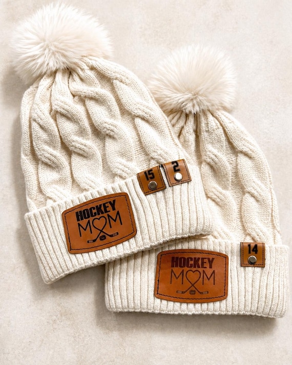 Personalized Fleece Lined Sports Beanie, Hockey, Football, Baseball Mom