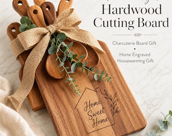 Tabla de cortar de madera noble personalizada, regalo de inauguración de casa para charcutería grabado