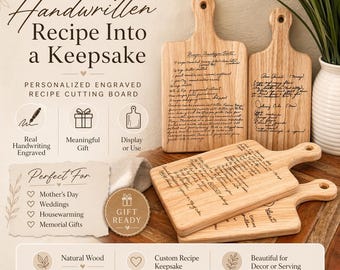 Personalized Handwritten Recipe Engraved Cutting Board— Custom Family Keepsake Gift,Mother's Day Gift