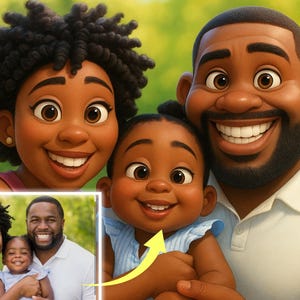 Custom Pixar Style Portrait from Your Photo Personalized 3D Cartoon Character | Couple, Family, Pet Gift | Digital Pixar Art
