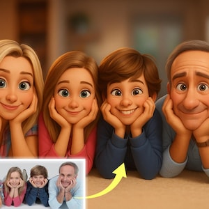Benutzerdefinierte Pixar Style Portrait von Ihrem Foto Personalisierte 3D Cartoon Charakter | Paar, Familie, Haustier Geschenk | Digitale Pixar Kunst