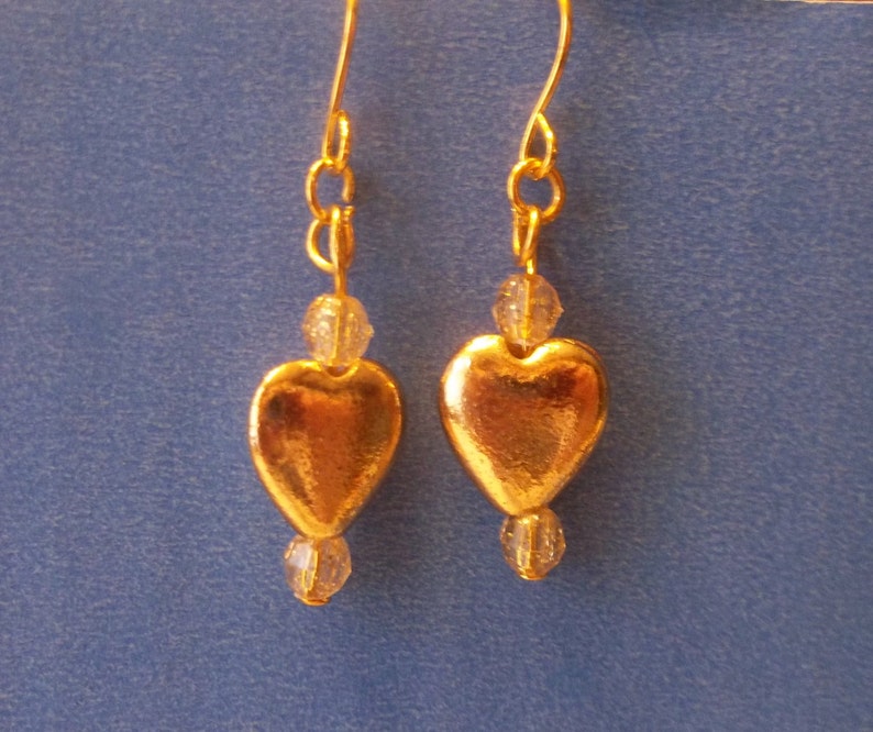 Gold Heart Earrings Valentine's Day earrings pierced | Etsy