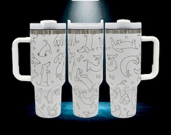 Dachshund 40oz Tumbler / Laser Engraved Dog Lover Cup Mug With Handle /