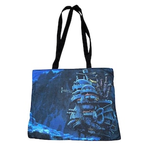 Howl&#39;s Moving Castle upcycled tote bag