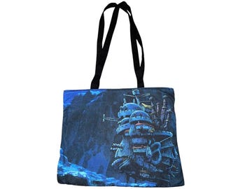 Howl's Moving Castle upcycled tote bag