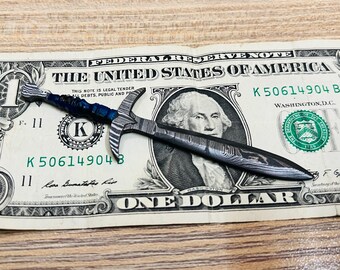 Handmade Damascus Hobbit Sword Miniature Necklace- Bilbo Frodo Sword- Medieval, Male/Female Necklace, Groomsmen gift