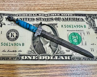 Handmade Damascus Steel Miniature King's Sword Replica: Medieval Fantasy Necklace Pendant