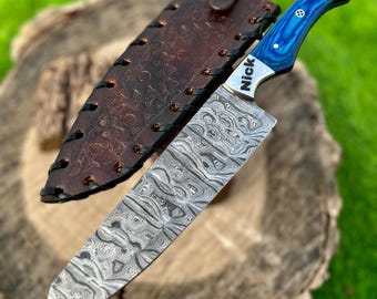 Personalized Custom Handmade Damascus Chef Knife 13 Inches