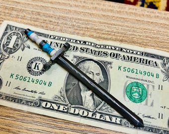 Handmade Damascus Steel Miniature King's Sword Replica: Medieval Fantasy Necklace Pendant