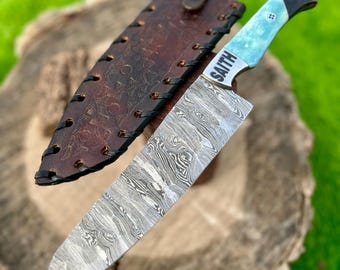 Personalized Custom Handmade Damascus Chef Knife 13 Inches
