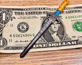 Handmade Damascus Steel Miniature King's Sword Replica: Medieval Fantasy Necklace Pendant