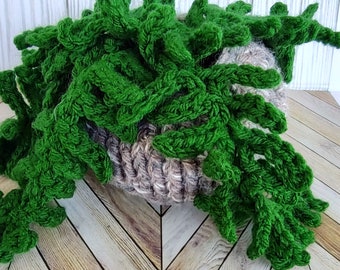 Crocheted Amigurumi Potted Fern Plant Faux Plant