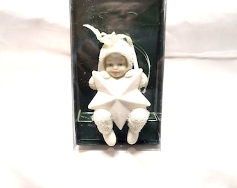 Dept 56 Swinging On A Star Snowbabies Ornament in Original Box Retired 2001 White Bisque