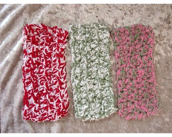 Crocheted Kitchen Scrubby Sponges Red and White Green and Pink Green and White Set of 3 dishwashing scrubbing