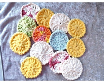 Crochet Face Scrubbie Make Up Remover Round Exfoliating Scrubber Round Set of 13