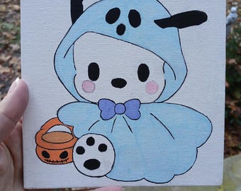 Handgeschilderd spookdoek – Kawaii Halloween-pastelkunst