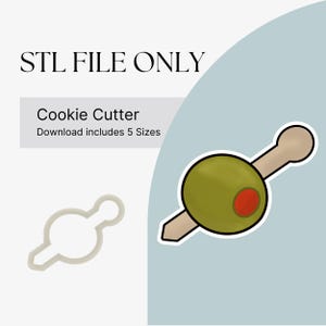 Olive Cookie Cutter STL File Digital Download Martini Cocktail Cookie Cutter