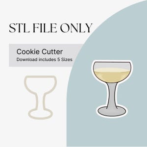 Champagne Coupe Cookie Cutter STL File Digital Download Wedding Anniversary Cookie Cutter Glass Celebration Cookie