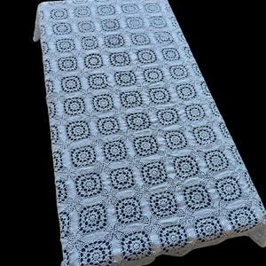 Beautiful hand crocheted tablecloth, White Cotton Tablecloth, Rectangular shape - 73 in x 49 in