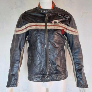Veste à bascule en cuir vintage, veste en cuir pour hommes, DENIM vintage Jack & Jones, style veste en cuir Damage, taille