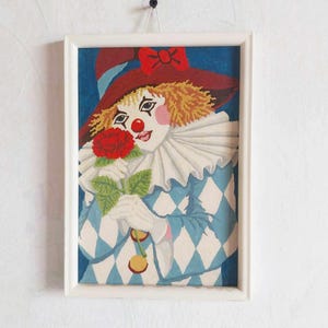 油彩 ビンテージ ピエロ アート 油絵 壁掛け 悲しいピエロのアートプリント、ヴィンテージピエロの絵画