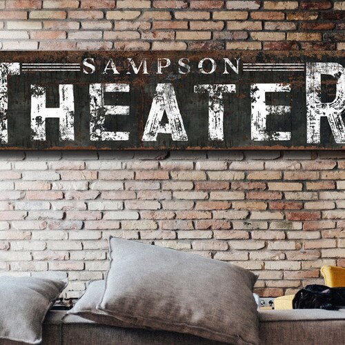 Movie Room Sign Modern Farmhouse Wall Decor Custom Name Sign | Etsy