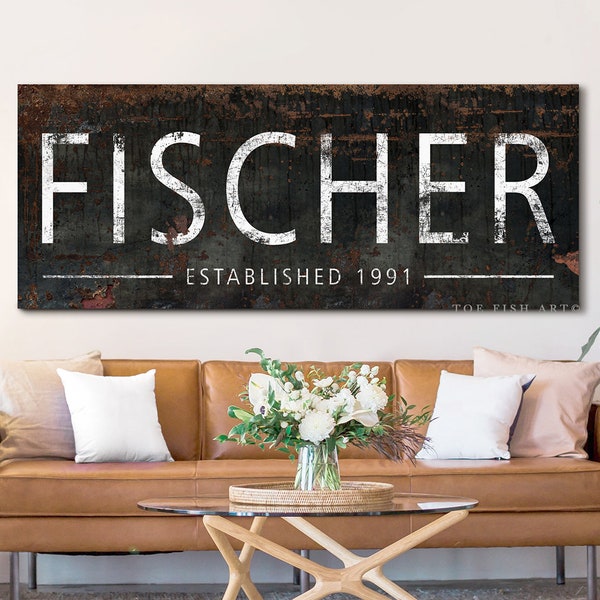 Family Name Sign Last Name Sign Established Signs Modern Farmhouse Wall Decor Custom Personalized Name Sign Vintage Wall Art Canvas Print