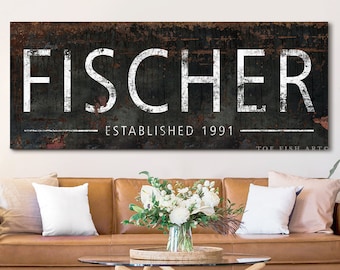 Family Name Sign Last Name Sign Established Signs Modern Farmhouse Wall Decor Custom Personalized Name Sign Vintage Wall Art Canvas Print