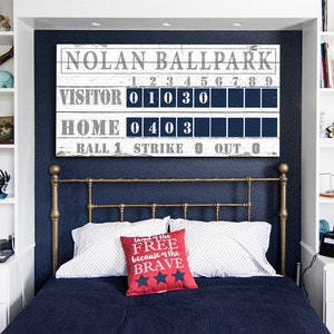 Baseball Scoreboard Family Name Sign Name Personalized Sign Custom Rustic Farmhouse Bedroom Decor Planked Sign Sports Theme Nursery Wall Art