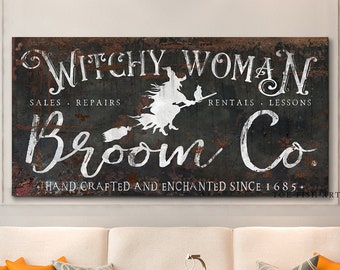 Halloween Sign Broom Co Company Sign Industrial Halloween Decor Creepy Rustic Fall Medieval Spooky Vintage Farmhouse Wall Decor Canvas Print