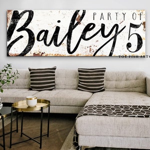 Family Party of Sign Rustic Farmhouse Decor Personalized Number Sign Large Living Room Modern Vintage Signage Canvas Print Wall Art 3 4 5 6