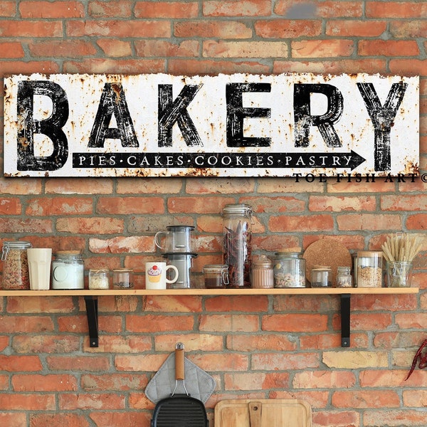 Kitchen Sign Bakery Sign Modern Farmhouse Decor Distressed Large Vintage Rustic Wall Art Industrial Vintage Pies Cakes Cookies Canvas Print